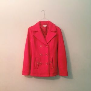 NEW YORK AND COMPANY Pink Wool Pea Coat (SIZE: S)